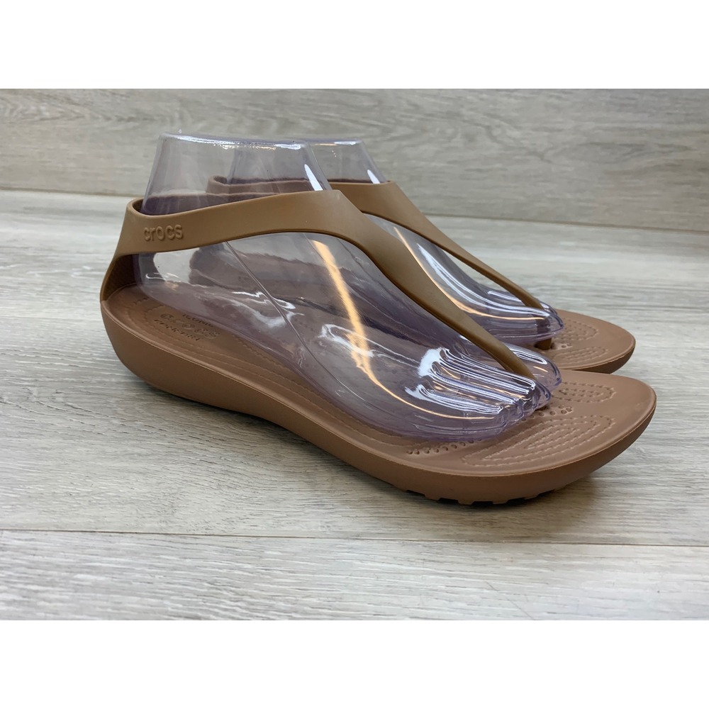 Crocs Serena Flip Bronze Tan Women's Sandals 9 Comfort Thong Comfort Shoes